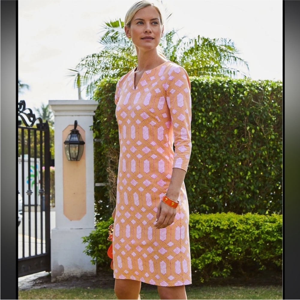 J. McLaughlin Carly Cabana Catalina Cloth Pink Yellow Dress size Large NWT